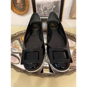 Roger Vivier Hebilla Negra Confort Oficina Ballet Zapatos Planos Para Mujer EE. UU. 7.5 P2:3 - Imagen 1 de 10