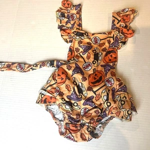 Romper Addy's Attic Baby Girl 0 - 6 months Halloween Adjustable Size pumpkin - Picture 1 of 4