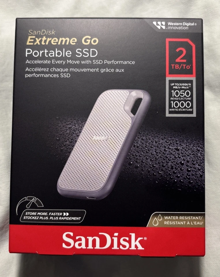 SanDisk Extreme Go Portable 2TB External SSD USB 3.2 USB-C NIB New In Box SEALED - Image 1 of 1