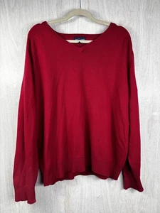 Alan Flusser Men’s Large Red 100% Cashmere Sweater Soft Luxe Knit Classic V-Neck - Picture 1 of 5