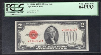 FR. 1508* 1928-G $2 *STAR* LEGAL TENDER USN PCGS CHOICE UNCIRCULATED-64PPQ - Image 1 of 2
