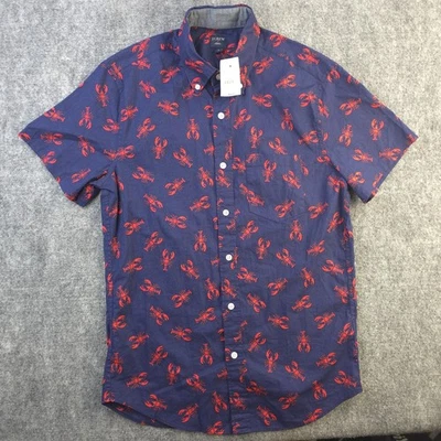 New J Crew Shirt Small Blue Lobster Geometric Short Sleeve Button Down - Image 1 of 4
