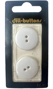 Buttons White Round Flat Glossy 7/8" 2-Hole 2-Pack 23MM Vintage Dill 145 Germany - Picture 1 of 6