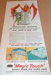 1960 INLAND MANUFACTURING MAGIC TOUCH HANDI-STOR ICE CUBE TRAY ORIGINAL AD - Picture 1 of 1