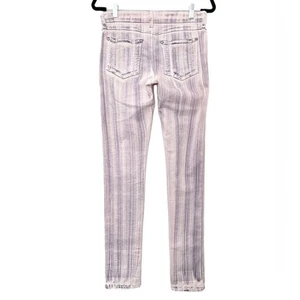 Alice + Olivia Purple Lilac Brush Stripe White Skinny Stretch Jeans  M 6/8 $198 - Picture 1 of 18
