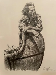 PAUL CALLE 1984 ORIGINAL DRAWING "MOMENT OF SOLITUDE" 10 X 8 NAWA NWR - Picture 1 of 7