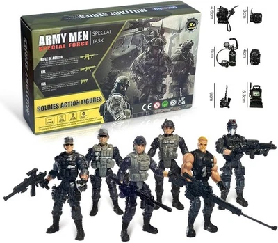 6Pcs Army Men & SWAT Team Action Figures Set - Perfect for Kids & Collectors - Image 1 of 4