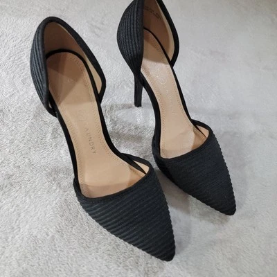 Zapatos de salón de lavandería chinos para mujer 8 negros con textura d'Orsay punta de aguja Foto 1 de 4