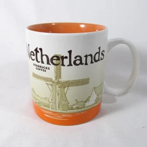 Starbucks Coffee Mug Netherlands 16oz Global Icon Windmill Motif Orange - Picture 1 of 6