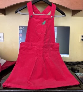 Gymboree Red Corduroy Apple Jumper Dress Girls Sz 10/Never Worn/Beautiful - Picture 1 of 6