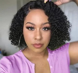 [Human Hair] Curly Bob Wig | 100% Human Hair | Pre Bleached, Pre Plucked - Picture 1 of 4