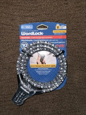🚲 WordLock Quik Release Bike Lock, 10MM (cinza com caveiras) 🚲 - Imagem 1 de 2
