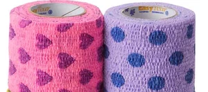 2er Pack PetFlex No-Chew Bandage 2"x5yd rosa Herzen & lila Tupfen - Bild 1 von 6