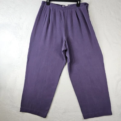 Calça Josephine Chaus feminina roxa 100% seda perna larga tamanho 16 cintura alta plissada - Imagem 1 de 4