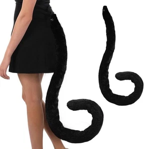 1x langer Katzenschwanz biegsam Cosplay Kostüm Zubehör schwarz/weiß Unisex R1D6 - Bild 1 von 14