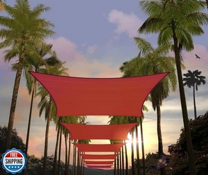 Tenda da sole Amgo 16' x 20' rossa rettangolare quadrata vela tettoia tessuto rete - Foto 1 di 5
