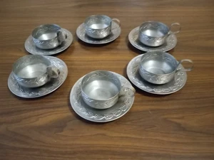 Vintage 12 Pieces Stainless Steel Coffee Saucer & Demitasse Holder Set - Picture 1 of 5