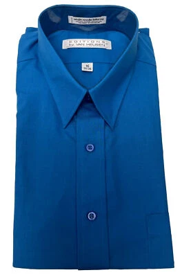 👀 Vintage Novo! Camisa social Editions By Van Heusen azul-petróleo com botões - Imagem 1 de 3