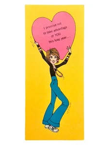 Funny Vintage LEAP YEAR Card, Girl Hold Love Heart Take Advantage by Hallmark +✉ - Picture 1 of 6
