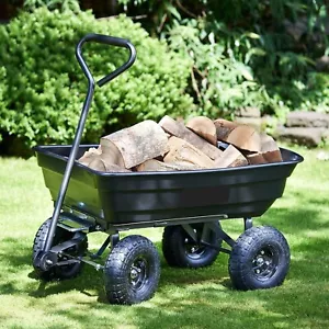 75L Garden Dump Cart Wheelbarrow 300kg Tipping Trolley Allotment Trailer - Picture 1 of 4