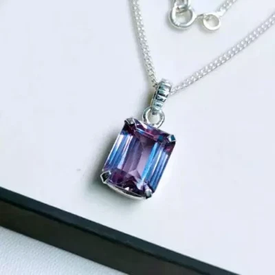 Natural 25.32 CT+ Color Change Alexandrite Certified Gemstone Pendant 925 Silver - Image 1 of 4