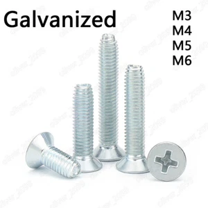 Tornillos de rosca de cabeza avellanada cruzada Phillips de acero galvanizado M3 M4 M5 - Imagen 1 de 6