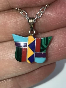 Native American Cherokee Butterfly Inlay Gemstone Pendant Charm D-1050   - Picture 1 of 4