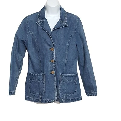 Chaqueta Jean Caribbean Joe Para Mujer Talla M Denim Desteñido Azul Bolsillos Ajustados Foto 1 de 4