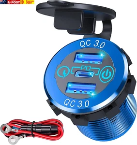 12V 60W USB C Car Charger Socket, 30W PD Type-C & Dual QC 3.0 Socket Port, 24V O - Picture 1 of 7
