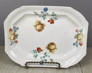 VTG Taylor Smith & Taylor Paramount Ivory Platter Orange Blue Flowers 13"x10" - Picture 1 of 7