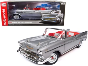 AutoWorld 1:18 1957 Chevrolet Bel Air Cabrio Druckguss Modellauto silber AW307 - Bild 1 von 4
