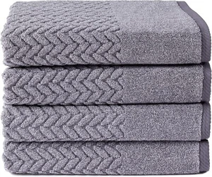 Luxurious 650 GSM Organic Cotton Bath Towel Set - 4 Extra Absorbent Towels - Picture 1 of 9