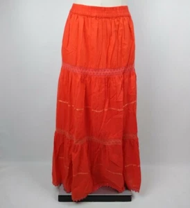 Falda Escoba Vintage Maxi Naranja Boho Hippie Detalle Crochet Cintura Elástica M - Imagen 1 de 7