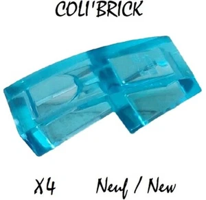 Lego 11477 - 4x Brique Slope Curved 2x1 no Studs - Blue Trans Light Blue - NEUF - Imagen 1 de 1