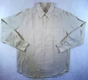 Camisa Tommy Bahama Para Hombres M Campamento Hawaiano Aloha Beige Mezcla de Lino Hoja Tropical - Imagen 1 de 22