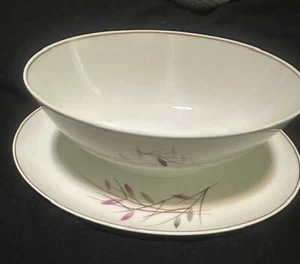 Geisha by Rosenthal Gravy Boat w/ Attached Underplate, Gold Trim, Bamboo Design - Picture 1 of 3