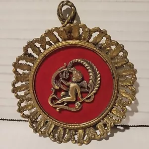 Vintage MCM Brass Velvet Astrology Virgo Horoscope Wall Decor Picture Italy - Picture 1 of 5
