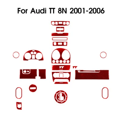 28PC Carbon Fiber Complete Set Cover Trim Stickers For Audi TT 8N 2001-2006 — 第 1/4 张图片