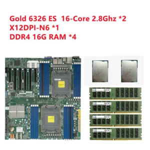 2x Intel Xeon Gold 6326 es 16 Core+ Supermicro X12DPI-N6 Motherboard+4x 16GB RAM - Picture 1 of 5