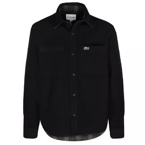 LACOSTE CH0194 Reversible Brushed Cotton Flannel Overshirt Pocket Logo Felt L-XL - Picture 1 of 11