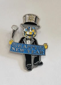 Rare SQUIGGLY Walmart Disco ball/Top Hat Smiley Face "Happy New Year" Lapel Pin - Picture 1 of 2
