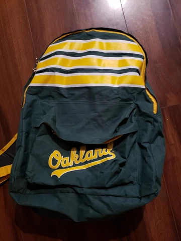VTG Oakland Athletics Chevron Techron Backpack. Green + Yellow Cover