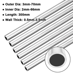 Aluminium Round Tube Pipe Hollow Tubing OD 3/4/5/6/7/8/9/10mm to 70mm 300mm Long - Picture 1 of 260
