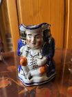 Toby Jug Victorian Style Staffordshire Pottery Blue And Orange Pitcher Jug