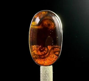 ROTER BERNSTEINFARBENER Ring, Sterlingsilber, Größe 6,5 - Steinkristall Handarbeitter Schmuck 52636 - Bild 1 von 3