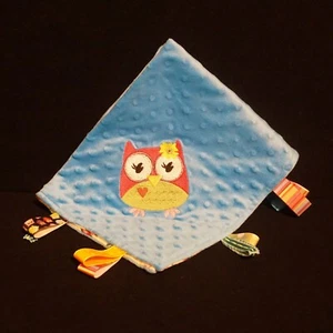 Teal Owl Baby Tabby Blanket 17 x 17 - Picture 1 of 4