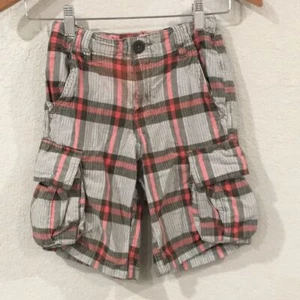 Route 66 Boys Sz 8 Plaid Cargo Shorts Adjustable Waist 100% Cotton - Picture 1 of 8
