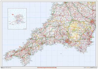 South West England Postcode Sector Map, Poster of Postcodes for SW England - Image 1 of 4