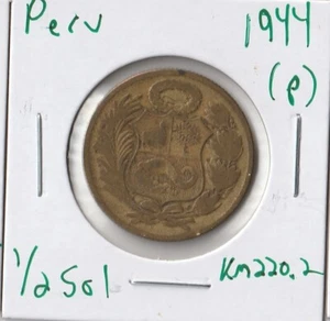 Moneda Perú 1/2 Sol 1944 KM220 - Imagen 1 de 2