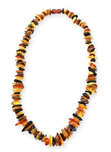 GIROCOLLO IN VERA AMBRA BALTICA FOSSILE LUNGA 22CM - Foto 1 di 2